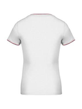 Dámské triko (Kariban "LADIES 'PIQUÉ KNIT V-NEK T-SHIRT")>bílá / modrá (navy) / červená>M