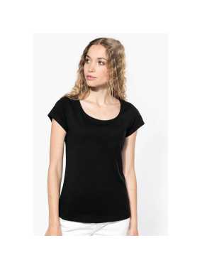 Dámské tričko(KARIBAN LADIES’S BOAT NECK SHORT SLEEVE T-SHIRT)>černá>XL