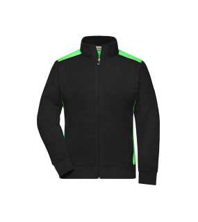 Dámská pracovní mikina(JN Ladies Workwear Sweat Jacket-Level 2)>černá / zelená (lime)>L