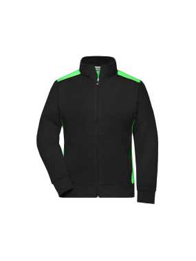 Dámská pracovní mikina(JN Ladies Workwear Sweat Jacket-Level 2)>černá / zelená (lime)>S