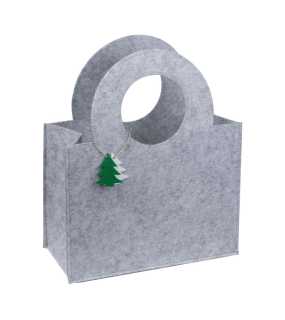 Plstěná taška s přívěskem jedle> šedá