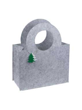 Plstěná taška s přívěskem jedle> šedá