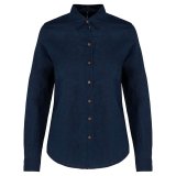 Dámská košile (Kariban LADIES' LONG SLEEVE LINEN AND COTTON SHIRT) > modrá (navy) > S