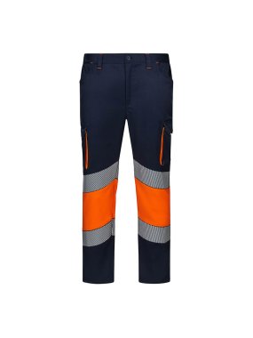 Pánské kalhoty (VELILLA HV Two-tone stretch trousers RS)>modrá (navy)/oranžová (hi-vis)>M
