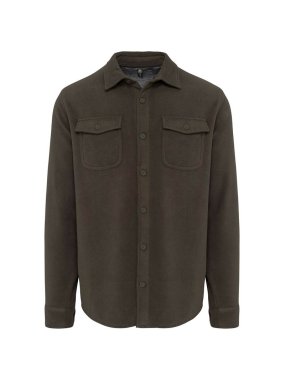 Pánská košile (Kariban SHERPA-LINED FLEECE OVERSHIRT) > khaki (dark) / šedá (storm) > 4XL