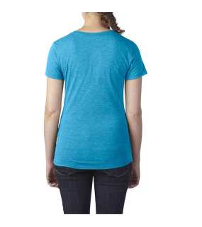 Dámské triko (ANVIL WOMEN'S TRI-BLEND TEE)>modrá (caribbean heather)>S