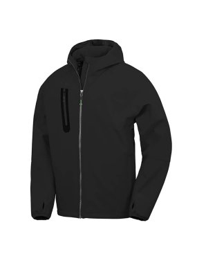 Unisex bunda (RESULT RECYCLED HOODED CASUAL S/SHELL JKT) > černá/černá > M