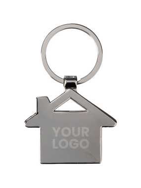 Kovová/bambusová klíčenka - domeček > hnědá