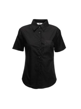 Dámská košile (FRUIT OF THE LOOM Lady-Fit Short Sleeve Poplin Shirt)>černá>L