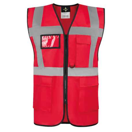 Unisex vesta(KORNTEX SAFETY VEST - MULTIFUNCTIONAL WITH POCKETS)>červená>M