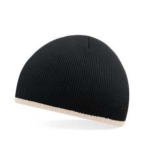 Unisex čepice (Beechfield Two-Tone Pull-On Beanie) > černá/béžová (stone)