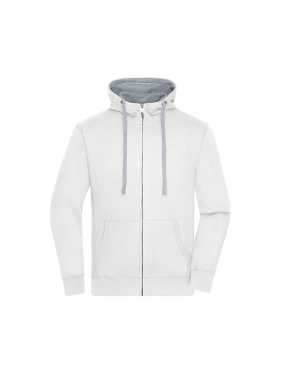 Pánská mikina (JN Men's Lifestyle Zip-Hoody)>bílá (off) / šedá (heather)>3XL