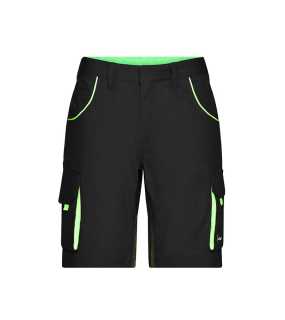 Pánské pracovní krátké kalhoty(JN Workwear Bermudas-Level 2)>černá / zelená (lime)>48