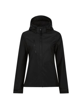 Dámská bunda(Regatta WOMEN'S 3 LAYER HOODED PRINTABLE SOFTSHELL JACKET)>černá/černá>14