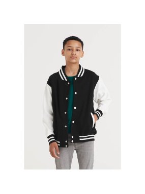 Dětská bunda (Just Hoods KIDS VARSITY JACKET) > růžová (hot) / bílá > 9/11