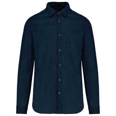 Pánská košile (Kariban MEN'S LONG SLEEVE LINEN AND COTTON SHIRT) > modrá (navy) > L
