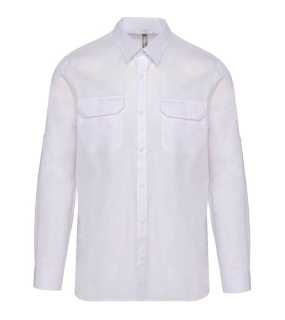 Pánská košile (KARIBAN MEN'S LONG-SLEEVED SAFARI SHIRT) > bílá > XL
