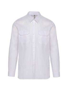 Pánská košile (KARIBAN MEN'S LONG-SLEEVED SAFARI SHIRT) > bílá > S