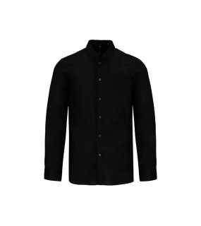 Pánská košile(KARIBAN MEN'S LONG SLEEVE MANDARIN COLLAR SHIRT)>černá>M