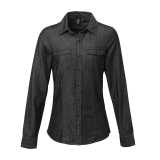 Dámská košile (PREMIER LADIES 'JEANS STITCH DENIM SHIRT)>černá (denim)>2XL