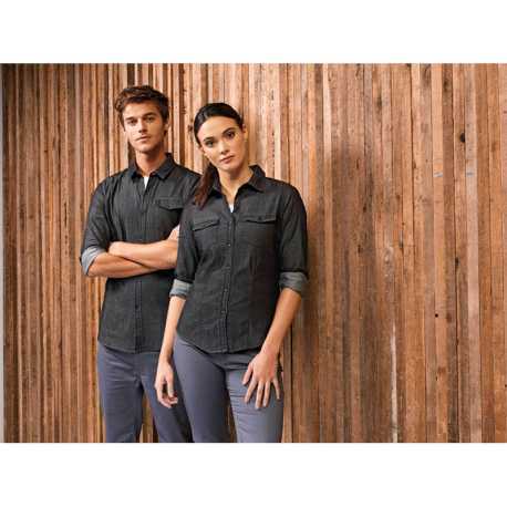 Dámská košile (PREMIER LADIES 'JEANS STITCH DENIM SHIRT)>černá (denim)>2XL