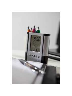 Stojan na pera s hodinami > stříbrná / černá