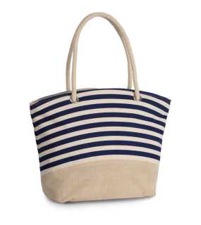 Nákupní taška (KIMOOD JUTE CANVAS DUFFEL SHOPPING BAG) > přírodní/modrá (navy)