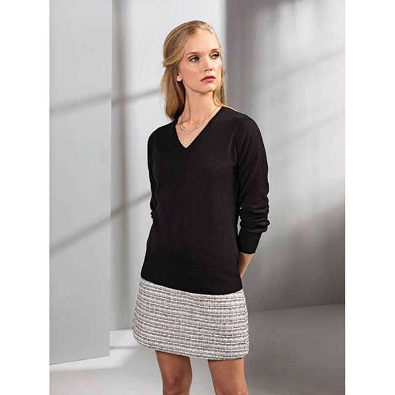 Dámský svetr (PREMIER LADIES V-NECK KNITTED SWEATER)>černá>XS