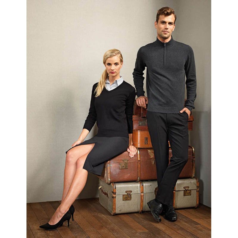 Dámský svetr (PREMIER LADIES V-NECK KNITTED SWEATER)>černá>XS