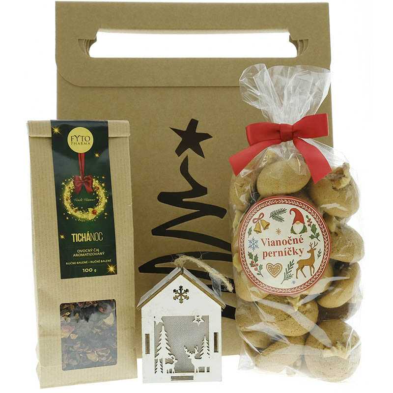 Vánoční dárková taška Vánoční perníky a vánoční dekorace