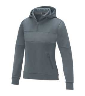 Dámský svetr s kapucí a polopropínacím zipem Sayan >šedá (steel)>M