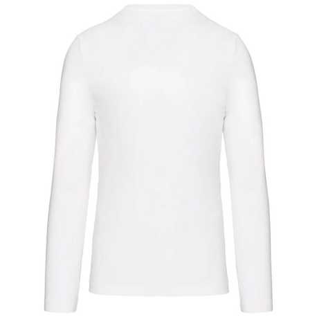 Pánské tričko(Kariban Mens Long Sleeve V-Neck T-Shirt)>bílá>L