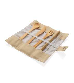 EKO cestovní příbor z bambusu > bílá