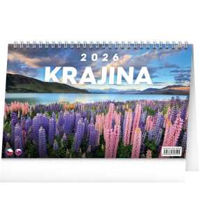 Stolní kalendář (Země CZ/SK 2026) - 23,1 x 14,5 x 1 cm