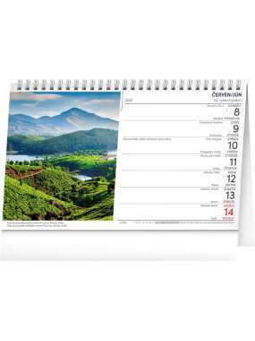 Stolní kalendář (Země CZ/SK 2026) - 23,1 x 14,5 x 1 cm