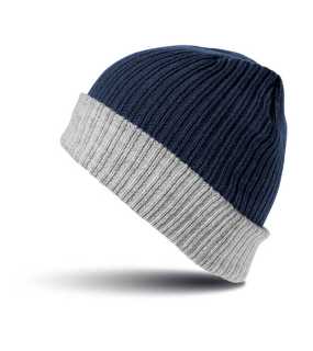 Čepice (RESULT DOUBLE LAYER KNITTED HAT)>modrá (navy) / šedá