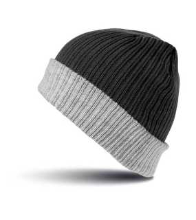 Čepice (RESULT DOUBLE LAYER KNITTED HAT)>černá / šedá