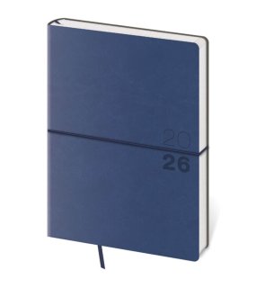 Diář s gumičkou (Flexio 2026) - 14,5 x 20,5 cm > modrá (dark) > denní A5