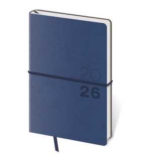 Diář s gumičkou (Flexio 2026) - 9 x 14 cm > modrá (dark) > týdenní kapesní