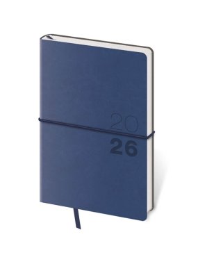 Diář s gumičkou (Flexio 2026) - 9 x 14 cm > modrá (dark) > týdenní kapesní