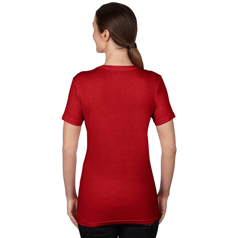Dámské tričko(ANVIL WOMENS SHEER V-NECK TEE)>červená>M