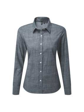 Dámská košile(Premier WOMEN'S COTTON SLUB CHAMBRAY LONG SLEEVE SHIRT) > modrá(indigo) > M