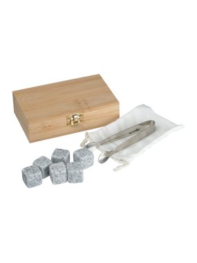 Sada kostek ledu v bambusové krabičce > béžová