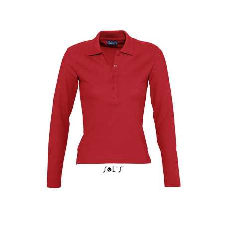 Dámská polokošile(SOLS PODIUM WOMENS LONG SLEEVE PIQUE POLO SHIRT)>červená>L