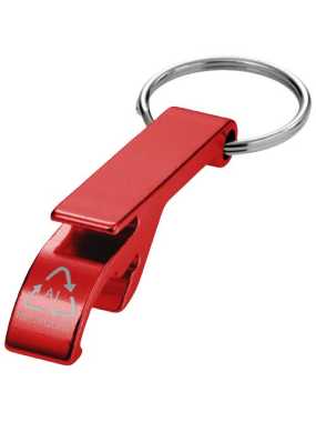 Tao láhev z RCS recyklovaného hliníku a otvírák na konzervy s klíčenkou >červená