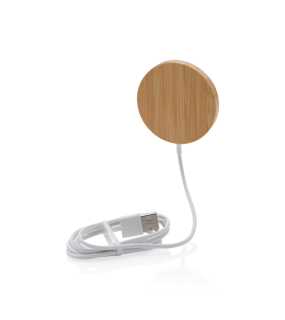 Bambusová magnetická bezdrátová nabíječka 10W, hnědá