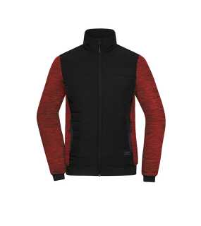 Dámská bunda (JN Ladies' Padded Hybrid Jacket) > černá/červená (melangen > L