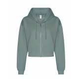 Dámská mikina (Just Hoods WOMEN'S FASHION CROPPED ZOODIE) > zelená (dusty) > 2XS