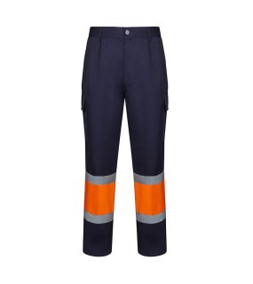 Pánské kalhoty (VELILLA HV TWO-TONE TROUSERS) > modrá (marine) / oranžová (hi-vis) > 2XL