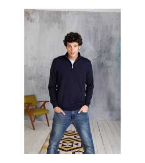 Pánský svetr (KARIBAN MENS 1/4 ZIP JUMPER KARIBAN)>modrá (navy)>XL